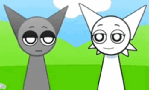 Two Cartoon Cats Standing in Field