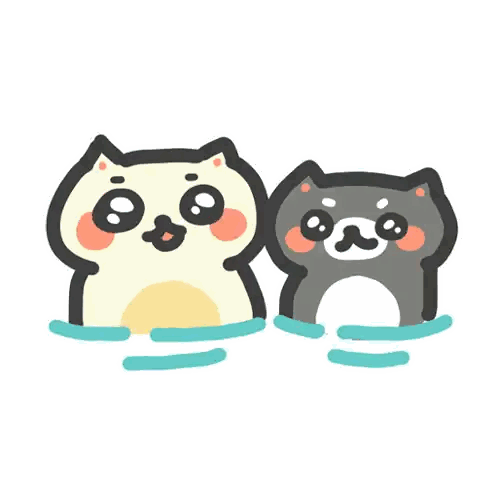 Two Cartoon Cats Swimming