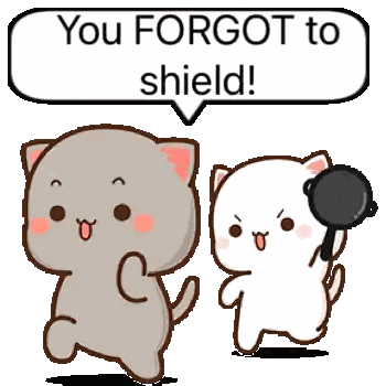 Two Cartoon Cats With Shield Reminder