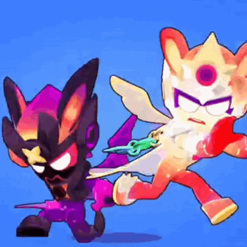 Two Cartoon Characters Are Fighting Each Other In A Video Game . GIF
