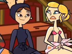 Two Cartoon Characters Are Sitting Next To Each Other And One Of Them Is Wearing A Hijab GIF