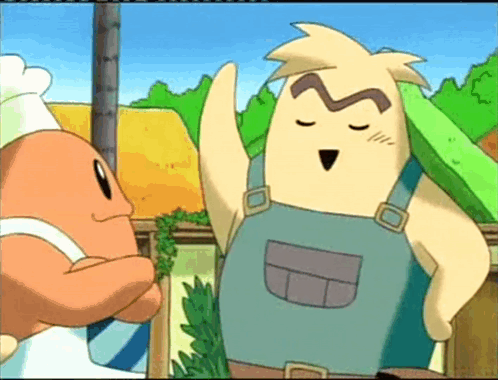 Two Cartoon Characters Are Standing Next To Each Other And One Has A Chef 'S Hat On GIF