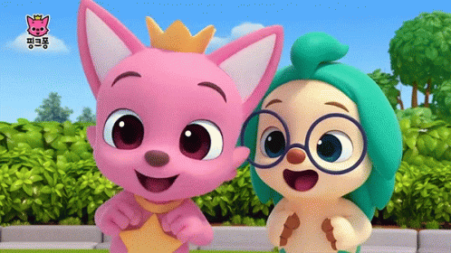Two Cartoon Characters Are Standing Next To Each Other And One Has A Crown On Its Head GIF