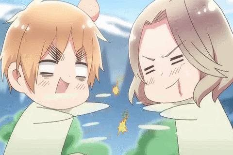 Two Cartoon Characters Are Standing Next To Each Other And One Is Making A Funny Face GIF