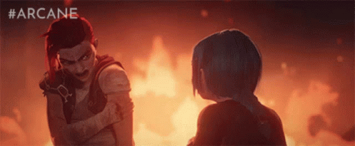 Two Cartoon Characters Are Standing Next To Each Other In Front Of A Fire . GIF