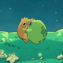 Two Cartoon Characters Are Standing Next To Each Other On A Hill GIF