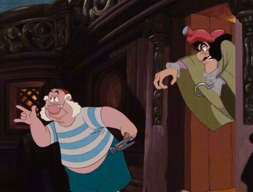 Two Cartoon Characters Are Standing Next To Each Other . GIF