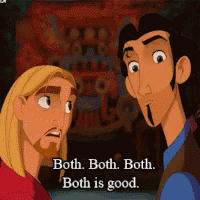 Two Cartoon Characters Are Talking To Each Other And The Words Both Both Both Both Is Good GIF