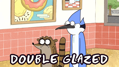 Two Cartoon Characters Double Glazed
