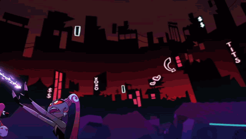 Two Cartoon Characters Fighting in City