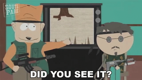 Two Cartoon Characters From South Park Are Standing In Front Of A Television And One Of Them Says Did You See It GIF