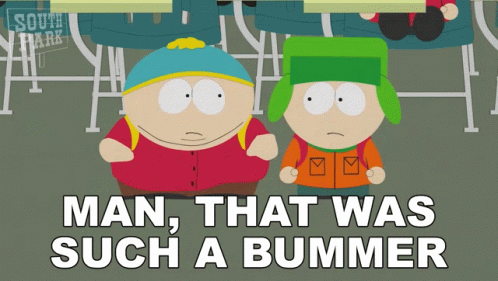 Two Cartoon Characters From South Park Standing Next To Each Other GIF