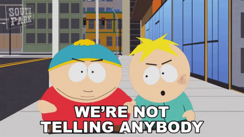 Two Cartoon Characters From South Park Standing Next To Each Other GIF