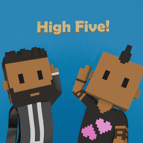 Two Cartoon Characters High Fiving Saying High Five GIF