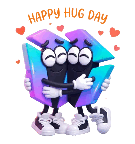 Two Cartoon Characters Hugging Happy Hug Day