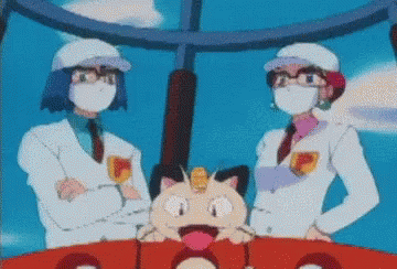 Two Cartoon Characters in Masks Next to Cat