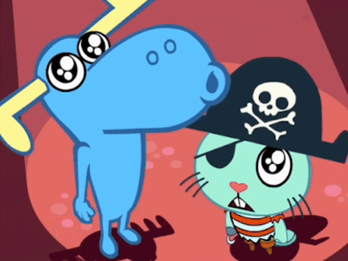 Two Cartoon Characters One In Pirate Hat GIF