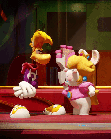Two Cartoon Characters One In Purple Shirt With Letter P GIF