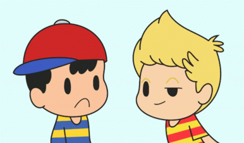 Two Cartoon Characters One Sad