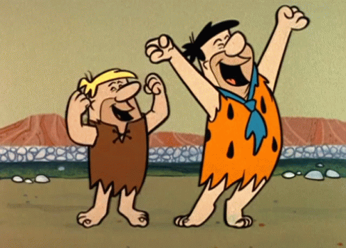 Two Cartoon Characters Raising Hands GIF