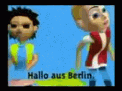 Two Cartoon Characters Saying Hallo Aus Berlin