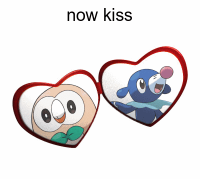 Two Cartoon Characters Saying Now Kiss