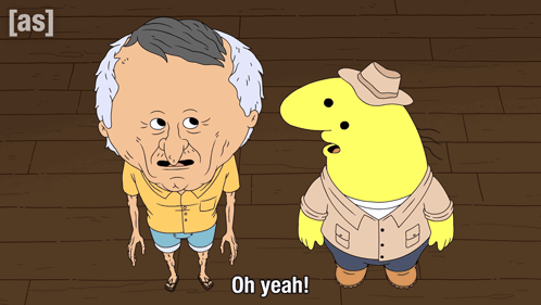 Two Cartoon Characters Saying Oh Yeah GIF