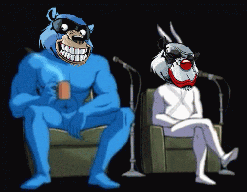 Two Cartoon Characters Sitting One Wearing Sunglasses