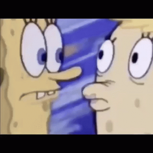 Two Cartoon Characters , Spongebob And Patrick , Are Standing Next To Each Other And Looking At Each Other . GIF