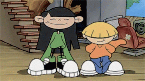 Two Cartoon Characters Standing