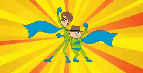 Two Cartoon Characters Standing Let's Do This