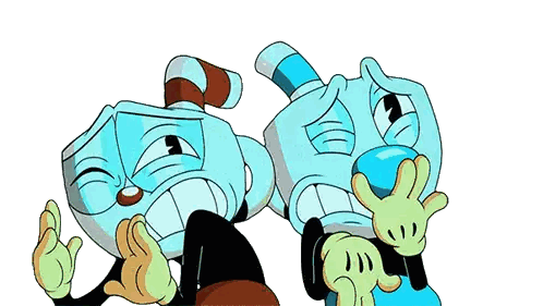 Two Cartoon Characters Standing Next To Each Other