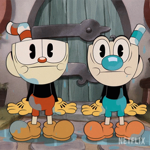 Two Cartoon Characters Standing Next To Each Other With A Netflix Logo On The Bottom GIF