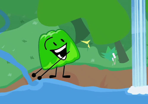 Two Cartoon Characters Standing Next To Each Other With One Having The Letter B On His Face GIF
