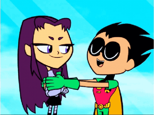Two Cartoon Characters Standing Together GIF