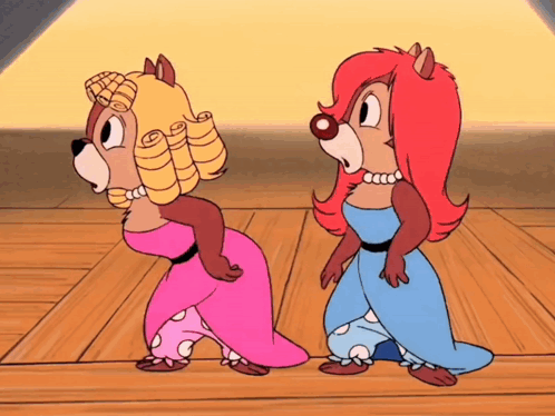 Two Cartoon Characters Standing Together