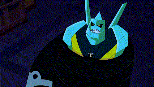 Two Cartoon Characters Standing Together With Spikes on Back