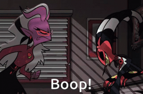 Two Cartoon Characters Standing With Boop GIF