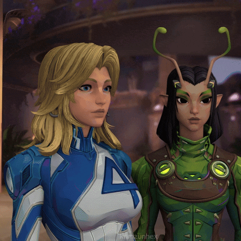 Two Cartoon Characters Standing with kmzurbex