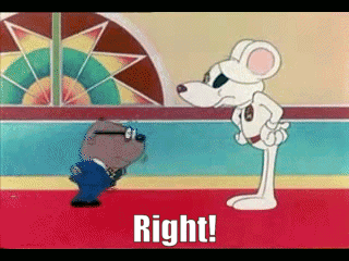Two Cartoon Characters Standing With Right