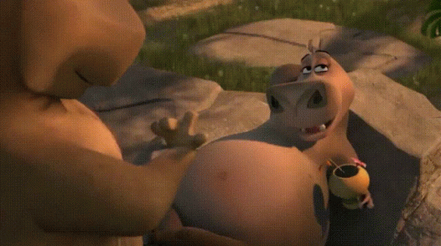 Two Cartoon Characters Talking On A Rock GIF