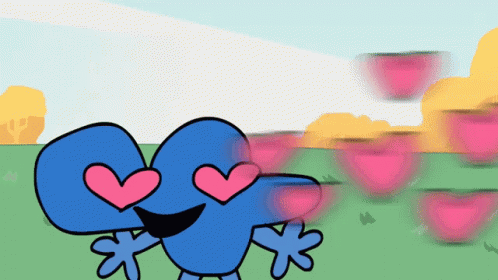 Two Cartoon Characters With Hearts In Their Eyes GIF