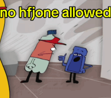 Two Cartoon Characters With No Hfjone Allowed