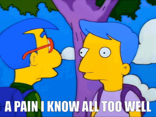 Two Cartoon Characters With Pain I Know All Too Well