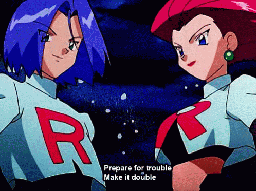 Two Cartoon Characters with R on Uniforms