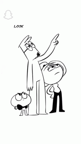 Two Cartoon Characters With Snapchat Logo GIF