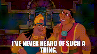 Two Cartoon Characters With The Words I 'Ve Never Heard Of Such A Thing Written Below Them GIF