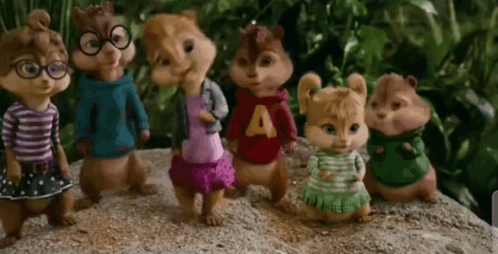 Two Cartoon Chipmunks With Headphones GIF