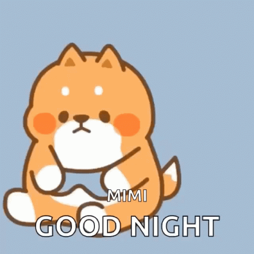 Two Cartoon Dogs Hugging Good Night Mimi