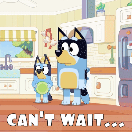 Two Cartoon Dogs In A Kitchen With The Words Can 'T Wait GIF